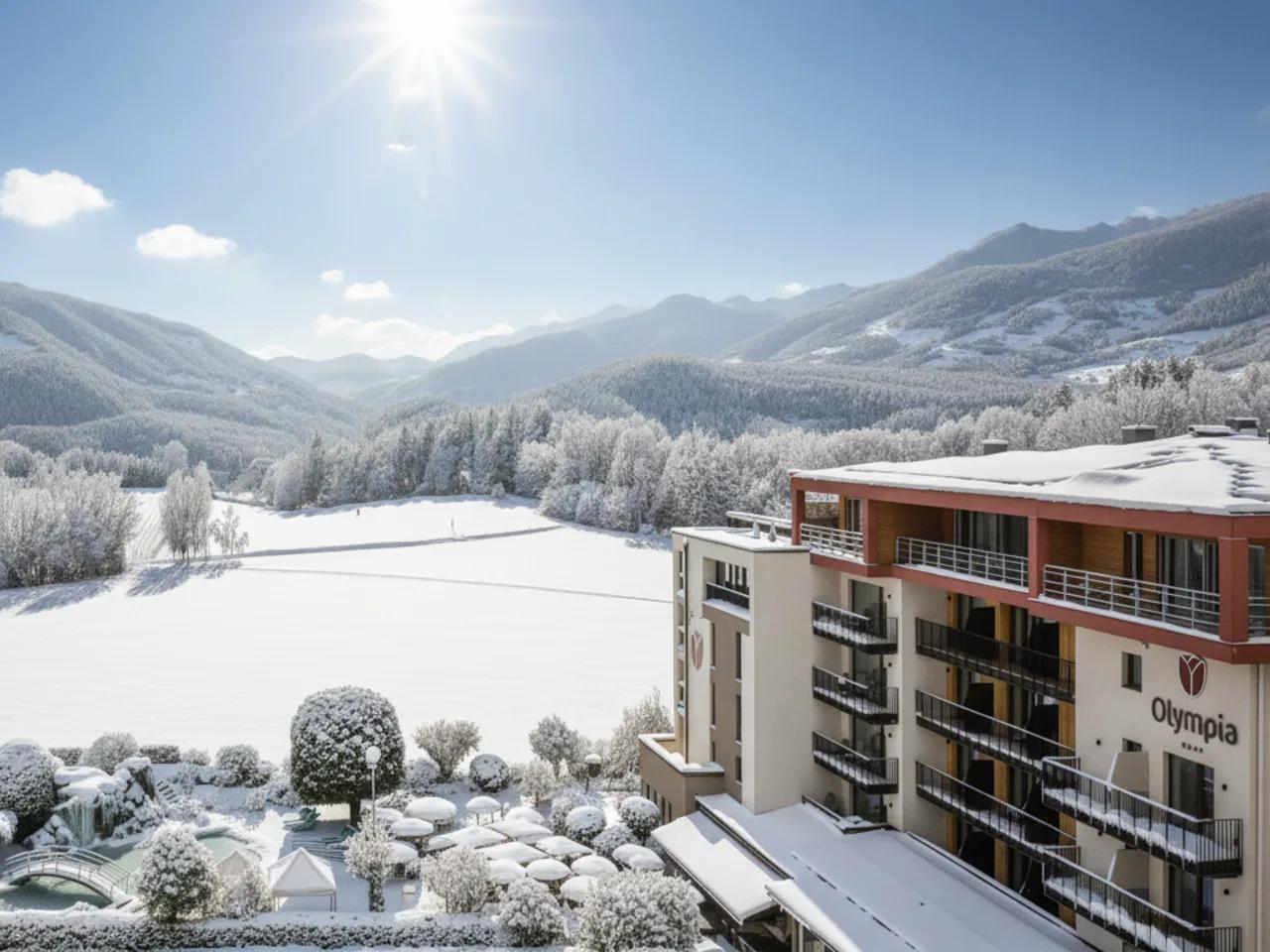 Hotel Olympia: zewnętrzny basen, panoramiczny widok na góry, lasy, pola golfowe