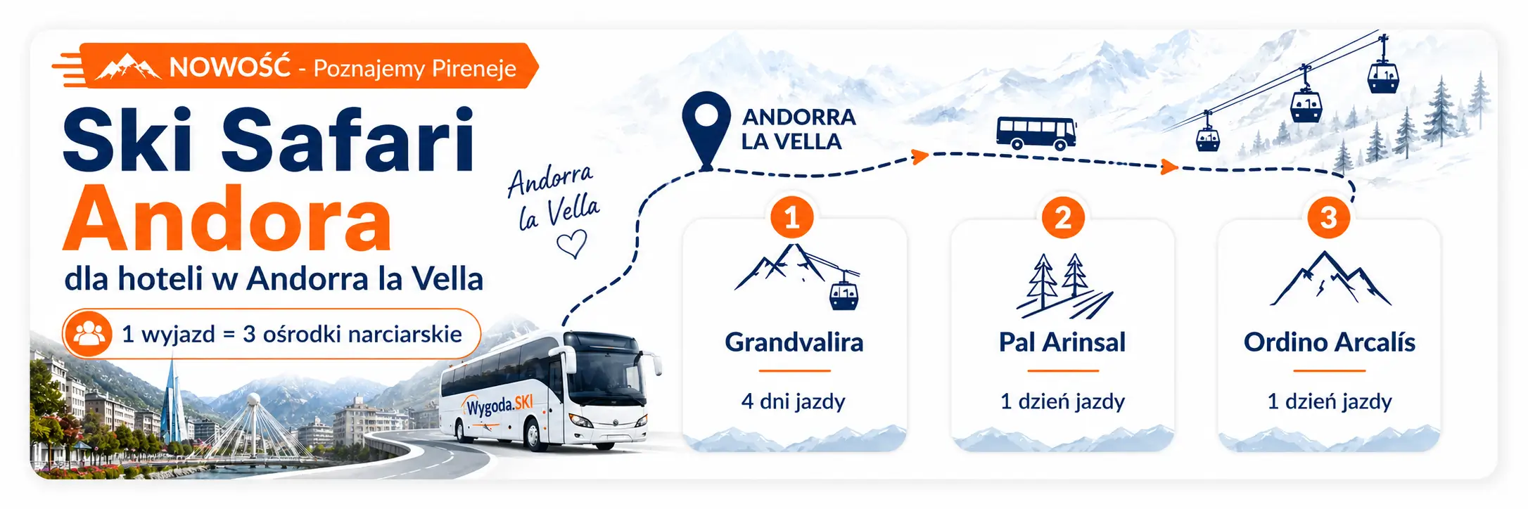 Ski Safari Andora dla hoteli w Andorra la Vella - poznajemy Pireneje